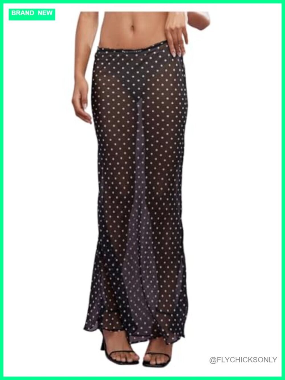 Sheer Polka Dot Mesh Maxi Skirt Lightweight Beach Swimwear Cover Up Lounge Skirt